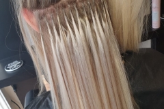 U-Tip-Hair-Extensions-by-Jenny. 22/24 inch. During. Creating the perfect blend of blondes.